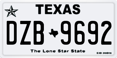 TX license plate DZB9692