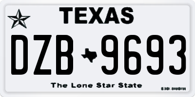 TX license plate DZB9693