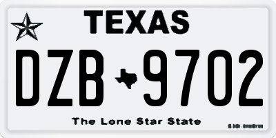 TX license plate DZB9702