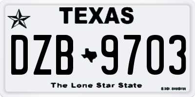TX license plate DZB9703