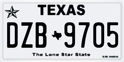 TX license plate DZB9705