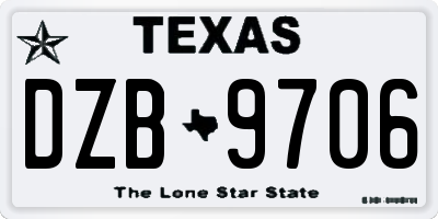 TX license plate DZB9706