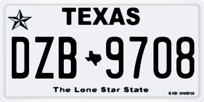 TX license plate DZB9708