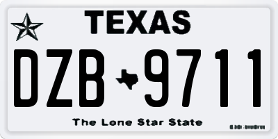 TX license plate DZB9711