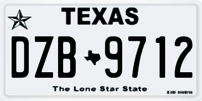 TX license plate DZB9712