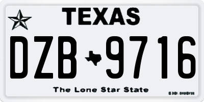 TX license plate DZB9716
