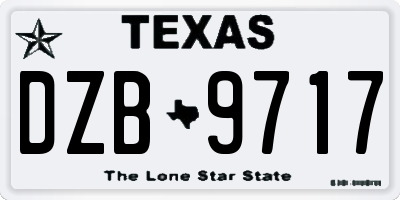 TX license plate DZB9717