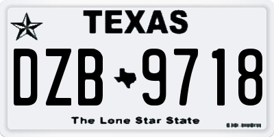 TX license plate DZB9718
