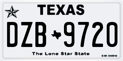 TX license plate DZB9720