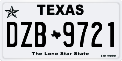 TX license plate DZB9721