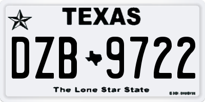 TX license plate DZB9722