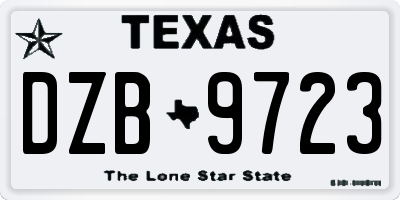 TX license plate DZB9723