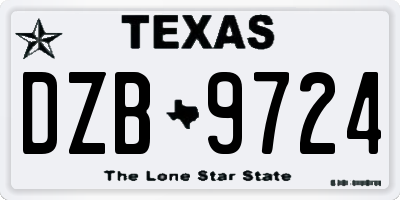 TX license plate DZB9724