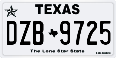 TX license plate DZB9725