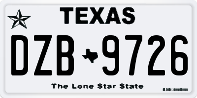 TX license plate DZB9726