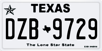TX license plate DZB9729