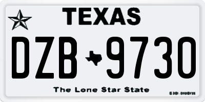 TX license plate DZB9730