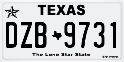 TX license plate DZB9731