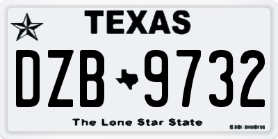 TX license plate DZB9732