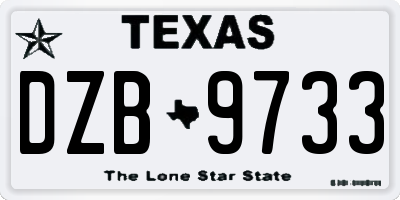 TX license plate DZB9733
