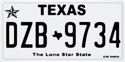 TX license plate DZB9734