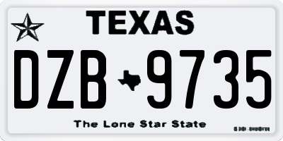 TX license plate DZB9735