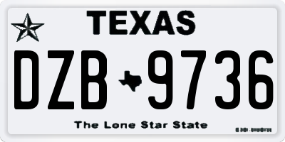 TX license plate DZB9736
