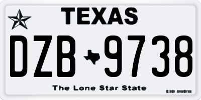 TX license plate DZB9738