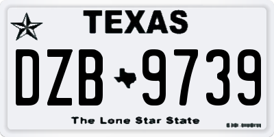 TX license plate DZB9739