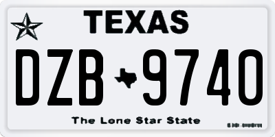 TX license plate DZB9740