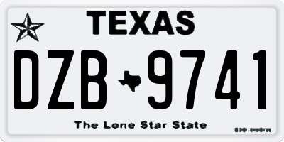 TX license plate DZB9741