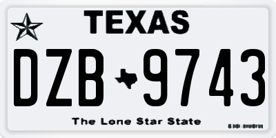 TX license plate DZB9743