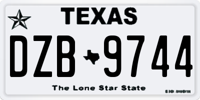 TX license plate DZB9744
