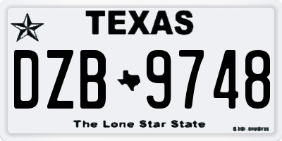 TX license plate DZB9748