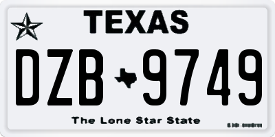 TX license plate DZB9749