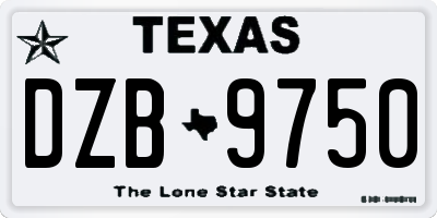 TX license plate DZB9750