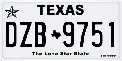TX license plate DZB9751