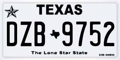 TX license plate DZB9752