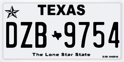 TX license plate DZB9754