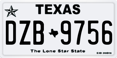 TX license plate DZB9756