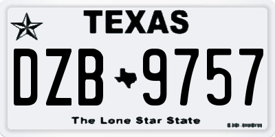TX license plate DZB9757