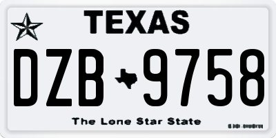 TX license plate DZB9758