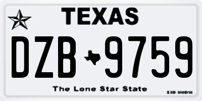 TX license plate DZB9759