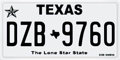 TX license plate DZB9760