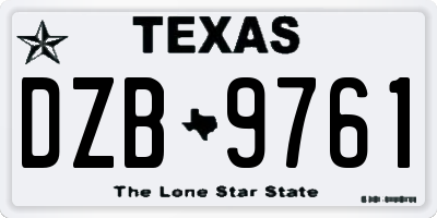 TX license plate DZB9761
