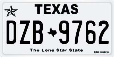TX license plate DZB9762