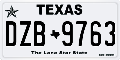 TX license plate DZB9763