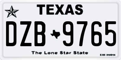 TX license plate DZB9765