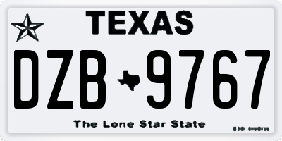 TX license plate DZB9767