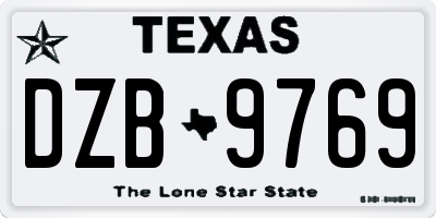 TX license plate DZB9769